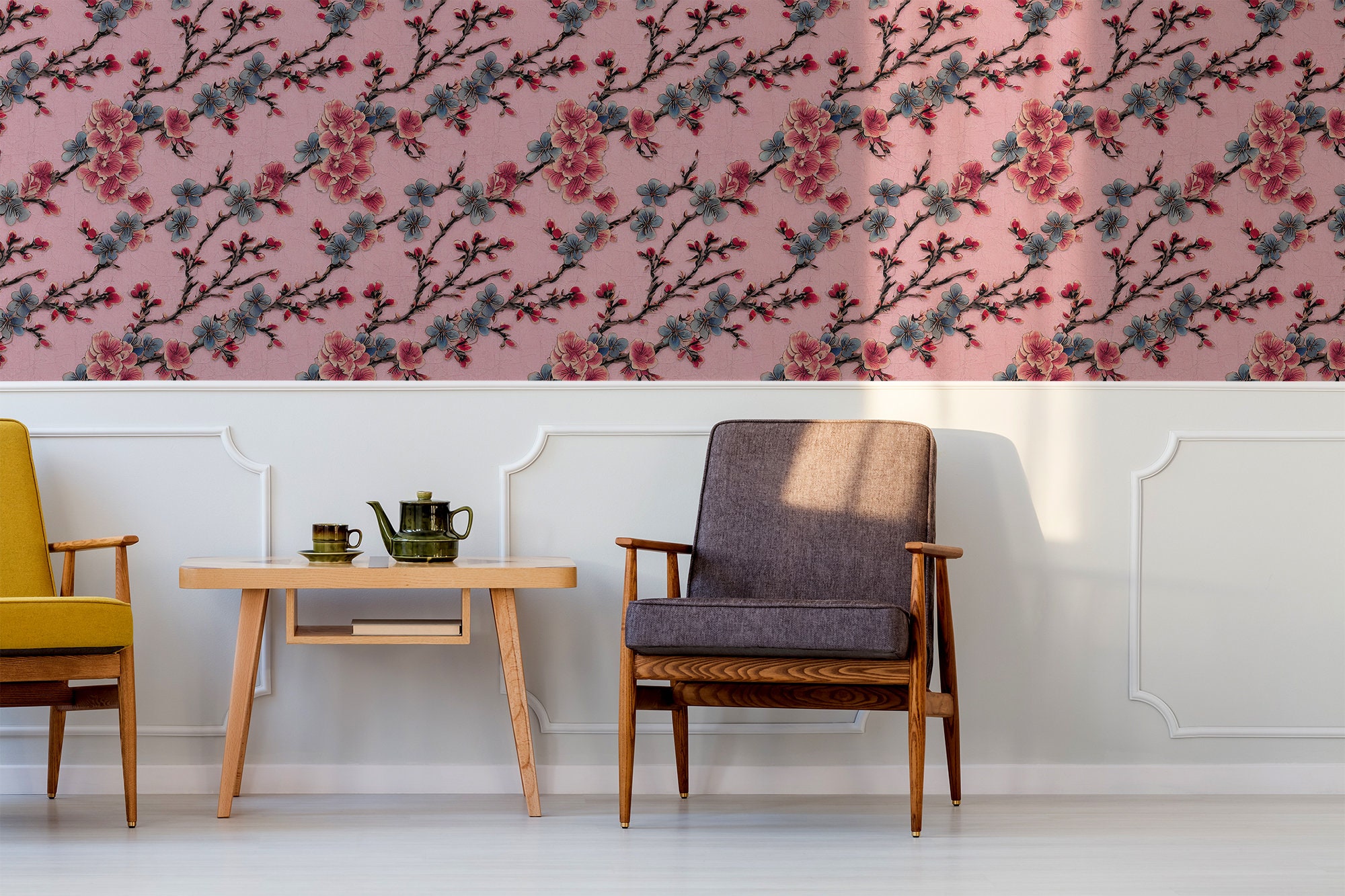 Pink Chinoiserie Wallpaper Peel and Stick Chinoiserie Etsy