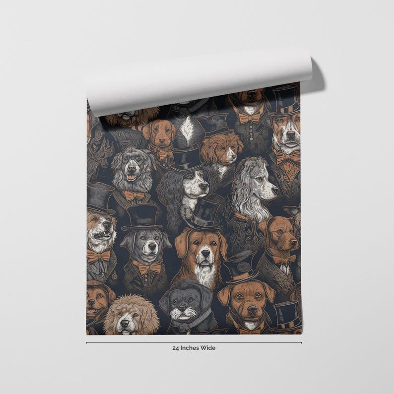 Funky Dog Tapete Vintage Tier Luxus Wanddekor Schälen und Aufkleben oder Traditionell - OPD23 Bild 5