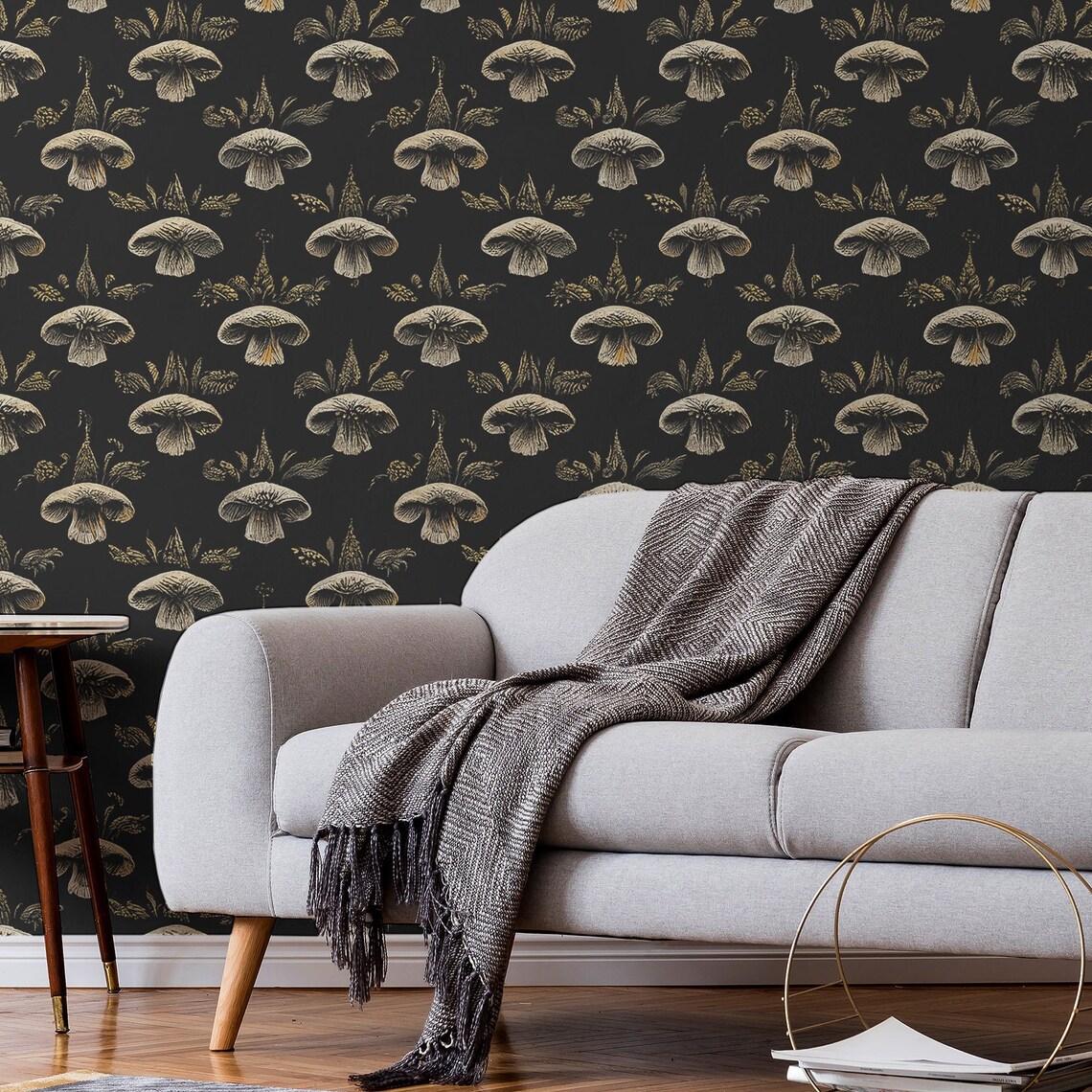 Wallpaper Dark Mushroom Unique Luxury Wall Decor Vintage - Etsy