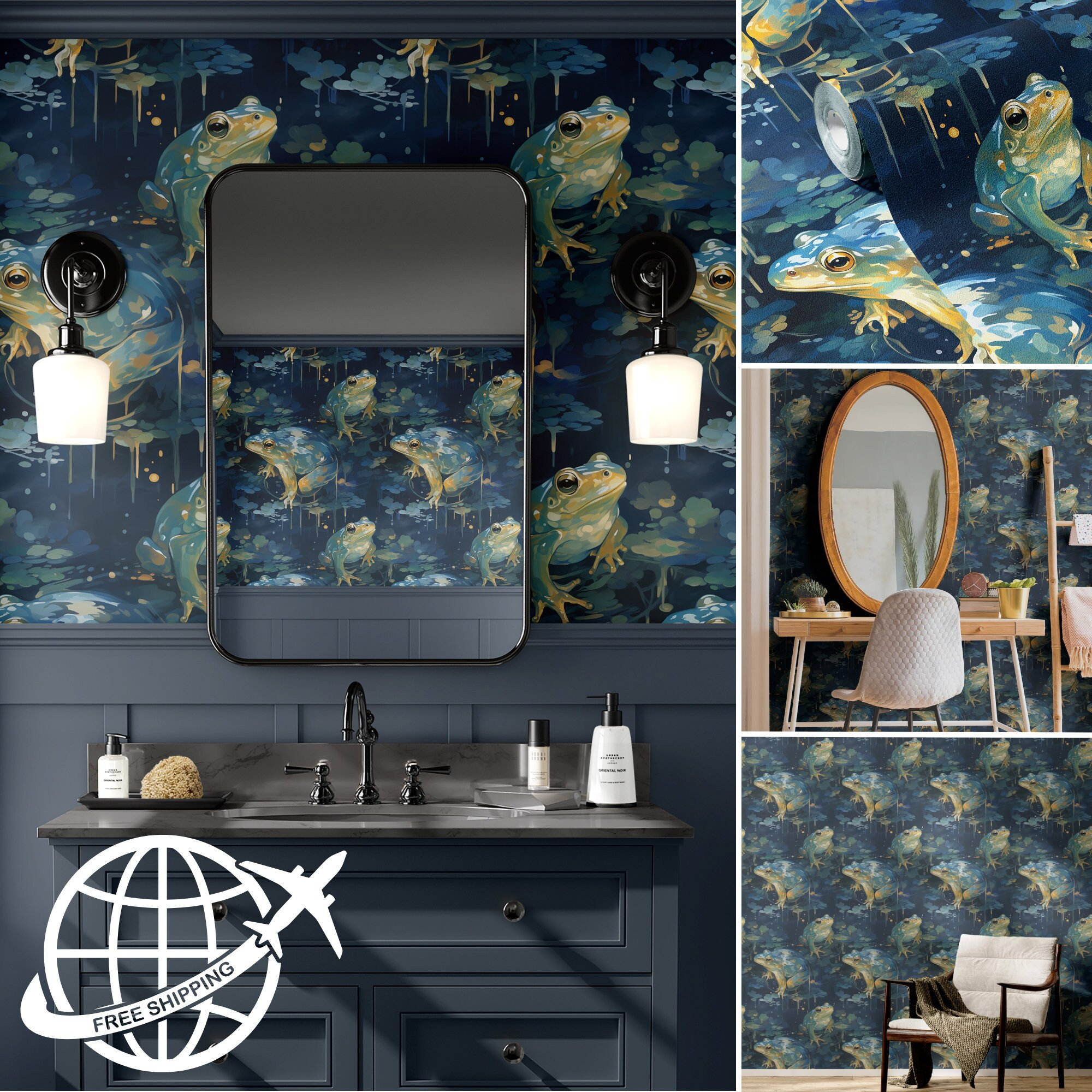 Wallpaper Dreamy Frog Dark Moody Luxury Wall Decor Whimsical - Etsy