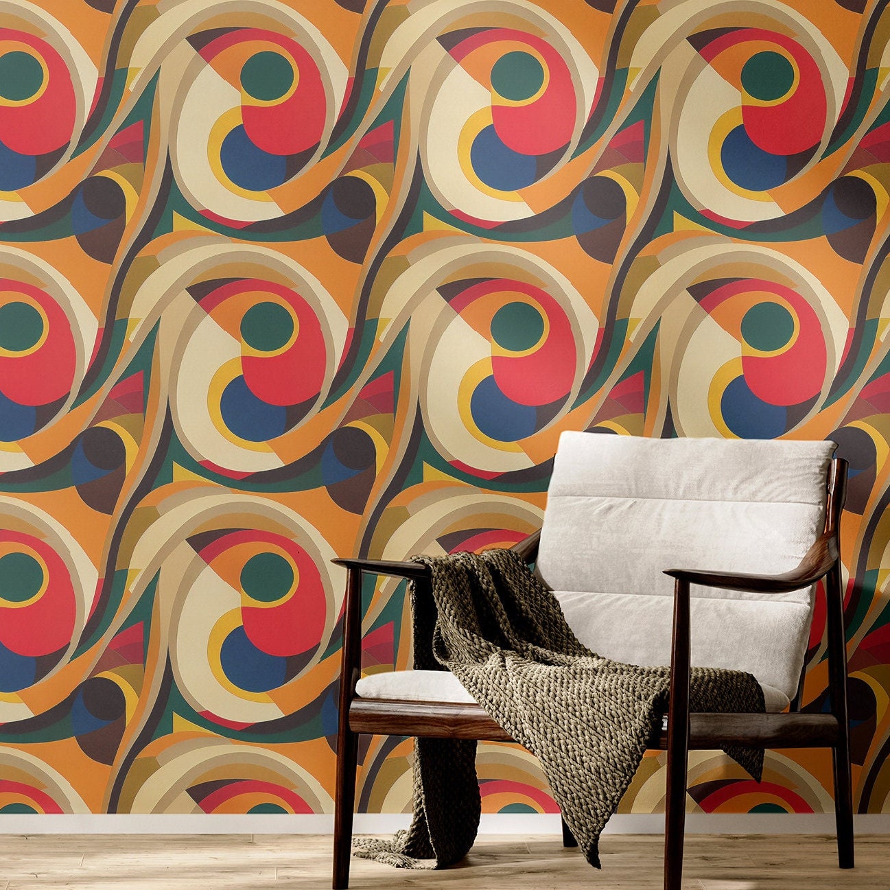 Wallpaper Groovy 70s Funky 1970s Wall Decor Retro Colorful - Etsy