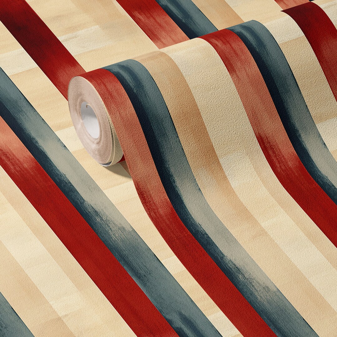 Wallpaper Vintage Dark Striped Luxury Wall Decor Retro Stripe Etsy