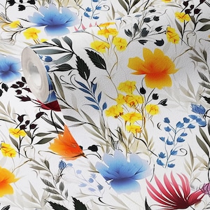 Wallpaper Fun Wildflower Floral Home Wall Decor Colorful Flower Wallpaper Removable Peel and Stick or Permanent Traditional Wallpaper
