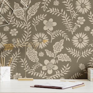 Carta da parati neutra scandinava floreale a blocchi stampa decorazione da parete divertimento casa arte stanza rimovibile staccare e attaccare o permanente carta da parati tradizionale
