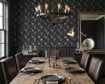 Funky Buck Wallpaper Stags Wearing Sunglasses Antler Glam Woodland Wall Decor - OPD432