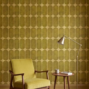 Mid Century Geometric Wallpaper Olive Gold Cream Retro Bold Home Wall Decor Peel and Stick or Traditional