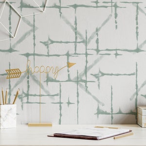 Tapete zum Schälen und Aufkleben oder traditionelle Tapete Boho Aquarell Shibori Tapete Luxus-Wanddekor Grün Weiß Einzigartige Tapete