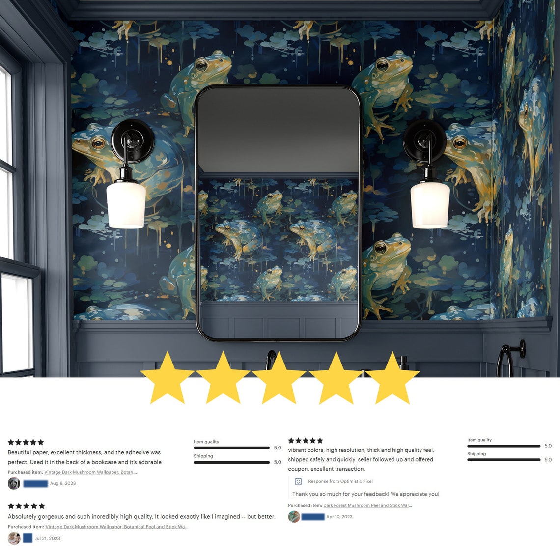 Wallpaper Dreamy Frog Dark Moody Luxury Wall Decor Whimsical - Etsy