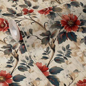 Carta da parati Vintage Farmhouse Moody Floral Accent Wall Decor Botanical Flower rimovibile Peel and Stick o permanente Carta da parati tradizionale
