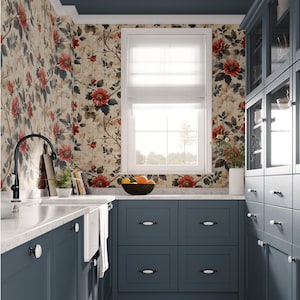 Carta da parati Vintage Farmhouse Moody Floral Accent Wall Decor Botanical Flower rimovibile Peel and Stick o permanente Carta da parati tradizionale