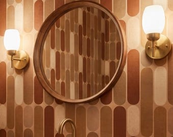 Mid-Century Retro Wallpaper Terracotta Beige Geometric Earthy Home Wall Decor Peel and Stick or Traditional - OPD549
