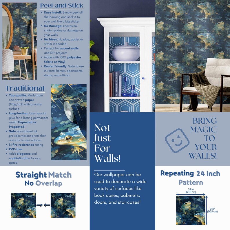 Wallpaper Dreamy Frog Dark Moody Luxury Wall Decor Whimsical - Etsy