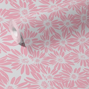 Carta da parati colorata rosa margherita botanica decorazione murale di lusso colore personalizzato floreale rimovibile stacca e attacca o permanente carta da parati tradizionale