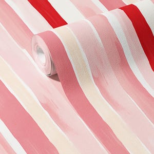 Pink Stripe Wallpaper: Funky 80s Wall Mural (Removable or Traditional)