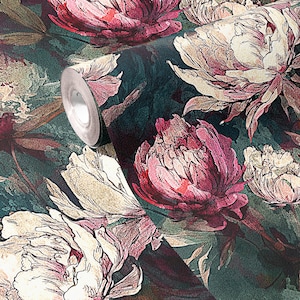 Carta da parati Goth Floral Funky Botanical Wall Mural Dark Luxury Flower Wall Decor rimovibile Peel and Stick o permanente Carta da parati tradizionale