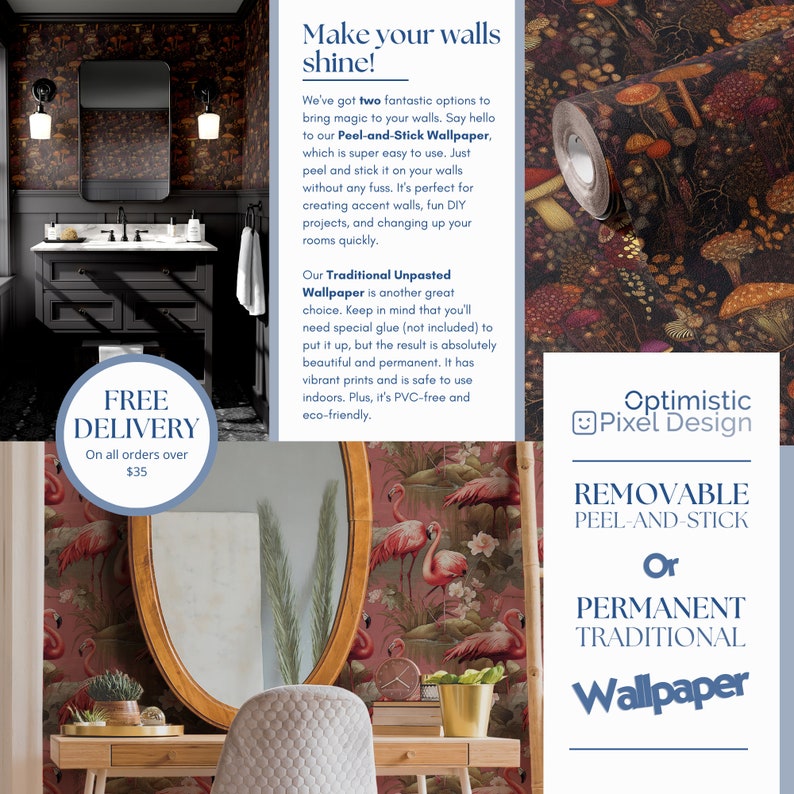 Wallpaper Removable Peel and Stick or Permanent Traditional Etsy