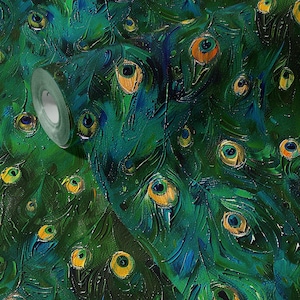 Carta da parati vintage piuma di pavone verde retrò uccello murale decorazione da parete di lusso rimovibile staccare e attaccare o permanente carta da parati tradizionale