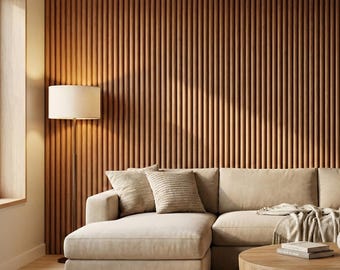 Rattan Wallpaper Faux Slat Wooden Panel Brown Vertical Accent Wall Decor - OPD409