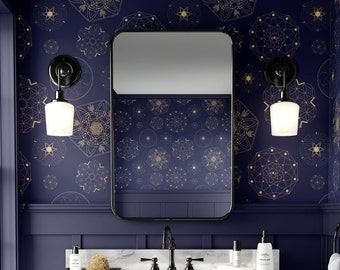 Wallpaper Removable Peel and Stick or Permanent Traditional Wallpaper Fun Celestial Star Map Wall Decor Preppy Dark Blue Funky Wall Mural
