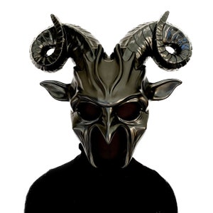 Black Devil Ram Goat Horns Mask, Half Face Masquerade Mask, Ghost Horror Demon Mask, Animal Skull Mask, For Halloween, Cosplay, Party