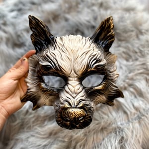 Wild Wolf Animal Full Face Masquerade Mask - White