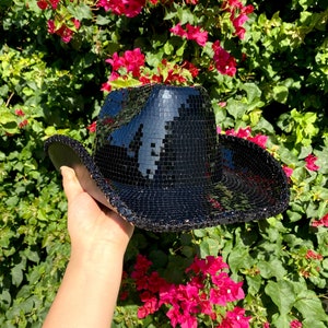 Black Disco Ball Cowboy Hat, Disco Mirror Cowboy Hat, Sparkly Concert Hat for Music Festivals, Disco Cowgirl Hat