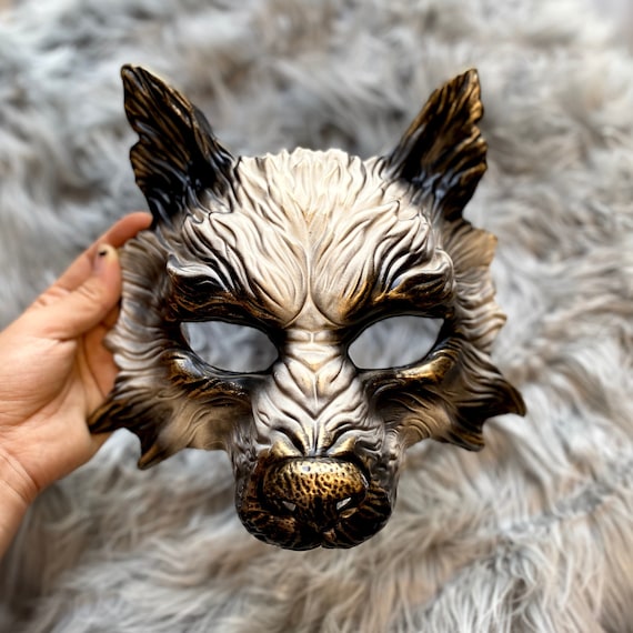 HAOAN Furry Dog Mask Animal Full Head Wolf Realistic Masks for Halloween Carnival Fancy Dress Party Cosplay Costume Women Men