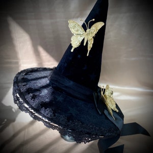 Black Witch hat, Pumpkin Witch Hat, Harvest Festival Rave Party Witch Hat, For Halloween witch costume cosplay image 7