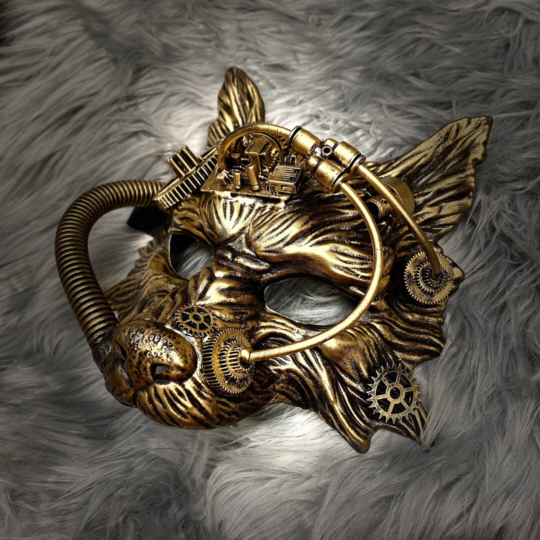 Gold Wolf Mask, Masquerade Wolf Mask for Halloween, Cosplay and Party Etsy