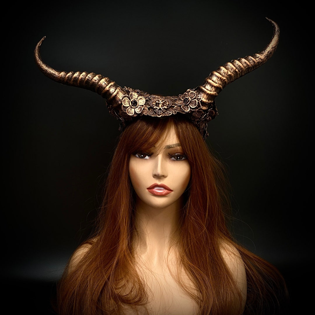 Cooper Ram Goat Horns Headband Devil Horns Masquerade Mask Etsy