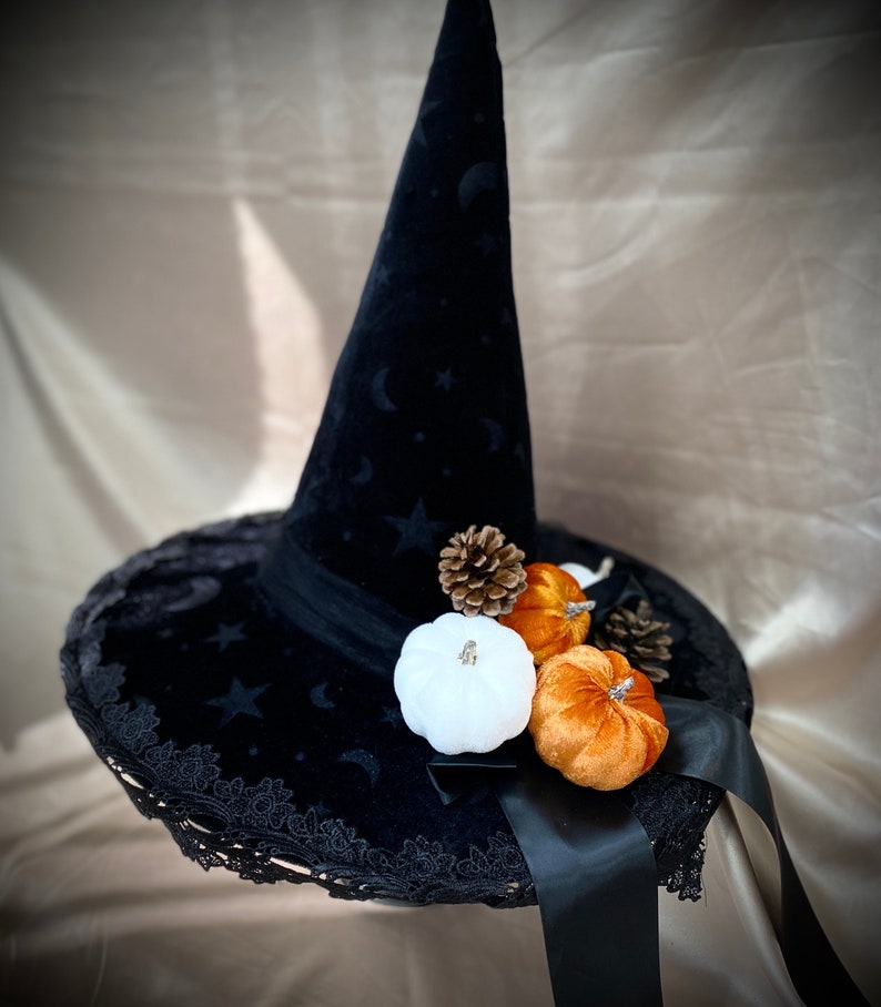 Black Witch hat, Pumpkin Witch Hat, Harvest Festival Rave Party Witch Hat, For Halloween witch costume cosplay