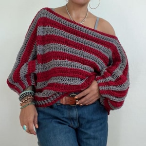 Peony Mid Crop Chunky crochet knit pullover bolero cardigan sweater multicolor stripes