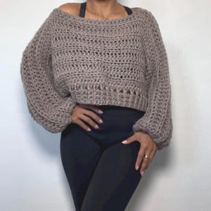 Chunky Crochet Knit Cropped Sweater . Handmade Sweater . Chunky Knit Crop Sweater . Super Soft S8MIK Crop Top