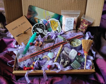 Witch Deluxe Mystery Box, Witchy Surprise, Gothic, Gift, Birthday, Crystals, Starter Beginner Baby Witch Witchcraft Kit Curiosity Whimsigoth