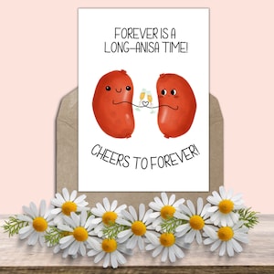 Tarjeta de felicitación filipina, tarjeta de boda, tarjeta de aniversario, tarjetas de juegos de palabras filipinas para una pareja feliz. Siempre es mucho tiempo, Longanisa