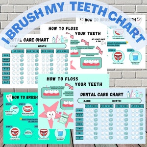 Me cepillo los dientes Guía dental, Cómo usar hilo dental, Cómo cepillarme los dientes, Hoja de trabajo de educación dental, Tabla de tareas, Tabla de cepillado de dientes, Tabla de recompensas para los dientes