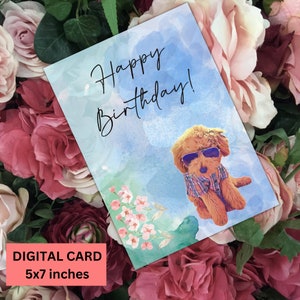 Alles Gute zum Geburtstag Grußkarte, Wasserfarben Geburtstagskarte, Goldendoodle Geburtstagskarte, alles Gute zum Geburtstag, Geschenk für Hundemama