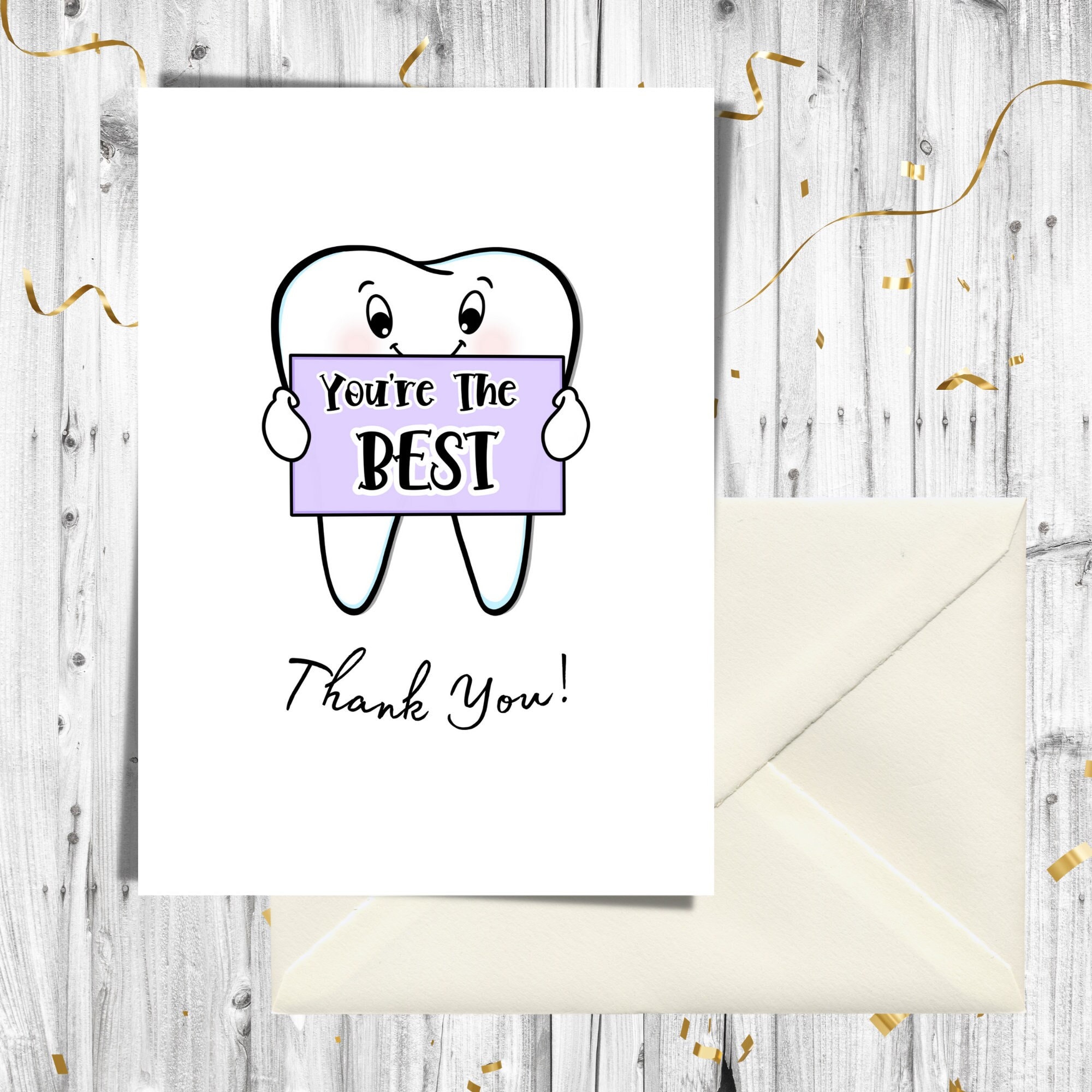 You're the Best, Thank You Dentist Card, Tooth Greeting Card, Cute