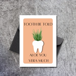 dente seja dito aloe vera muito cartão de felicitações de plantas, humor suculento, jogo de palavras com dentes, cartão bonito e simples para qualquer ocasião