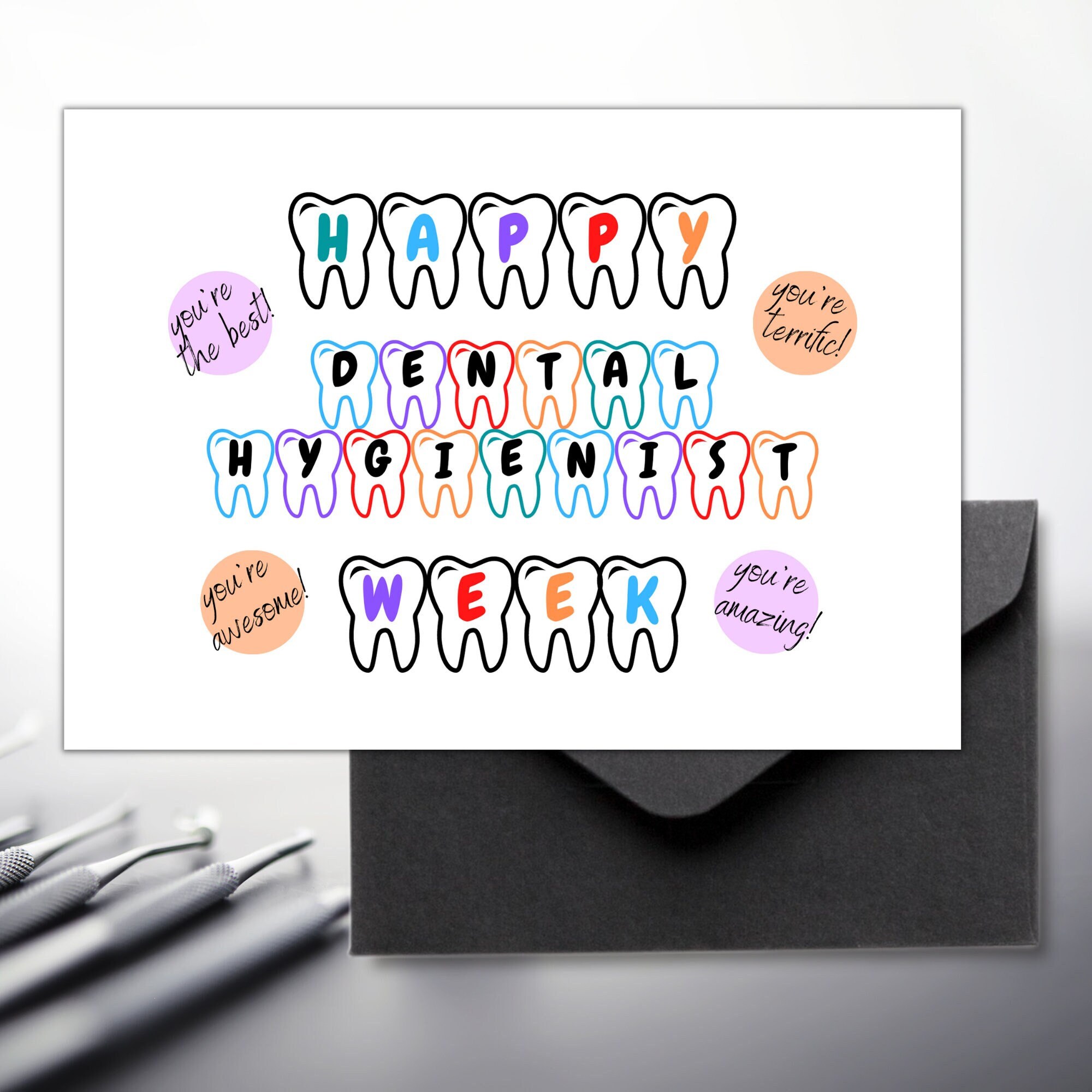 Printable Dental Hygienist Greeting Card, Appreciation Card for