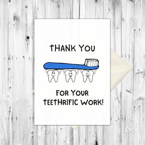 Cartão de agradecimento pelo seu trabalho dentário, cartão de agradecimento à equipe odontológica, melhor dentista, melhor higienista dental, melhor assistente dentário