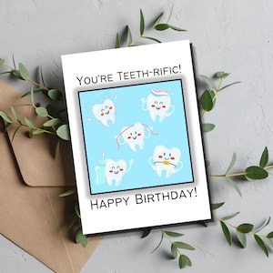 Tooth Birthday card, Dentist Printable Birthday Card, Tooth Humor, Cute Terrific Card, Digital Instant Download, Funny Card, Birthday Card