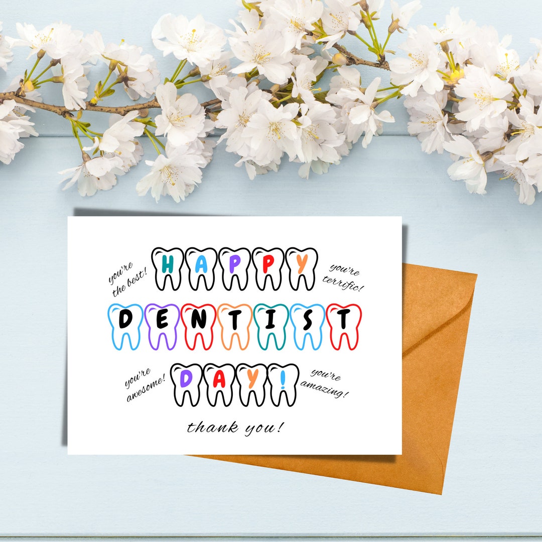 Happy National Dentist Day Colorful Greeting Card, Tooth Humor, Present
