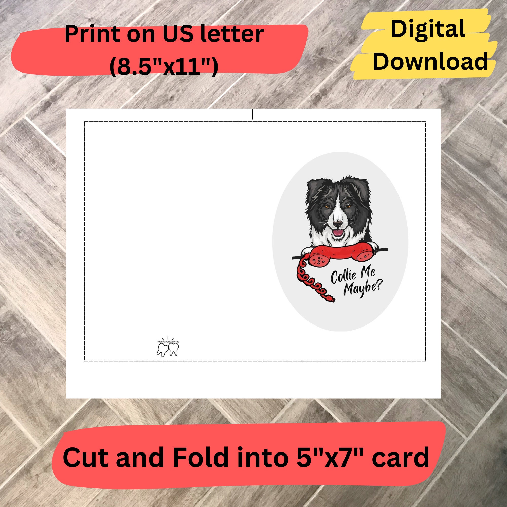Printable Blank Note Card for Any Occasion. Funny Dog Puns, Call Me ...