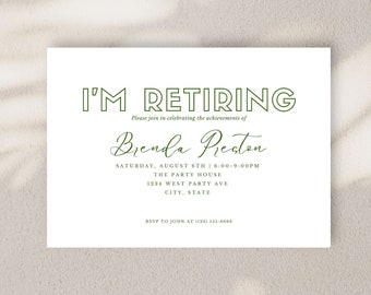 Green and White Retirement Party Invitation