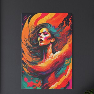 Girl on Fire Empowering Woman Canvas Abstract Art Print Dorm Room Decor Modern Painting Strong Feminist International Women&#39;s Day History