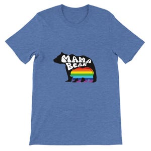Mama Bear Mother&#39;s Day Gift T-shirt Queer LGBT Mommy Tee Proud Mother Genderqueer Rainbow Flag Mom Shirt Transgender Pride Mom Hugs