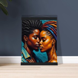 Power of Two Black Nonbinary Queer Art Gift LGBTQIA Couple Pride Genderqueer Pop Art Wall Dorm Decor Canvas Print Transgender with Hanger