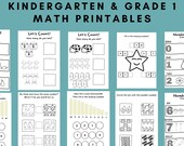 Math Worksheets - Kindergarten - Grade 1 - Numbers to 10 - Counting - Printable Worksheet - Instant Download - Beginning Math