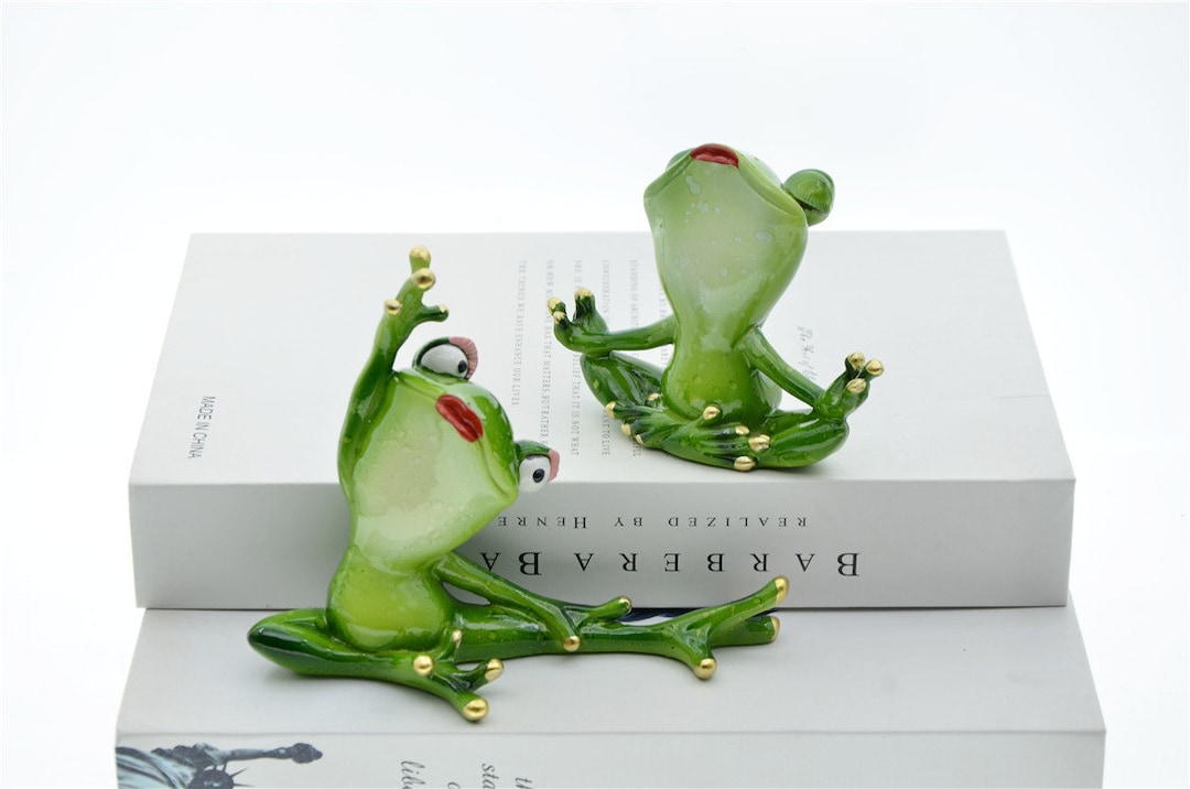 Yoga Frog Figurine Posing Cute Frog Decor Zen Meditating Etsy